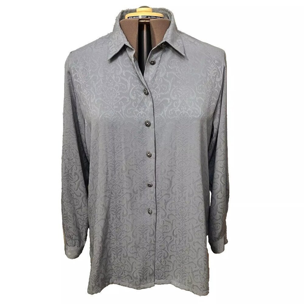 Koret. With Tags. Size PL. $48. Steel Blue? Tunic. Button. Long Sleeve. B2